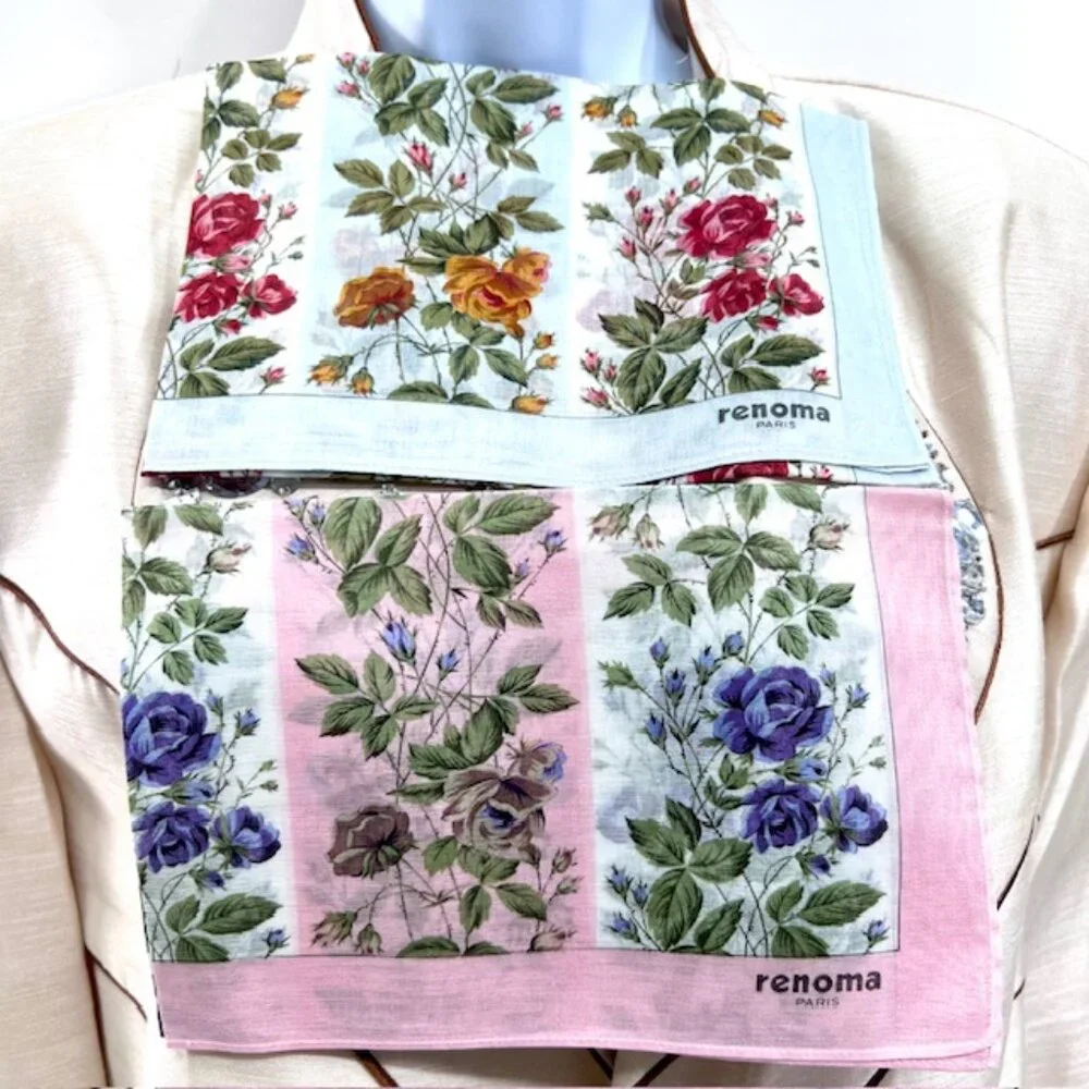 New Set of 2 RENOMA Paris Handkerchief , coton 17